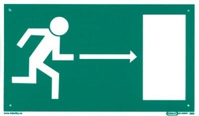 Tabulka Únikový východ vpravo – 210 × 123 mm