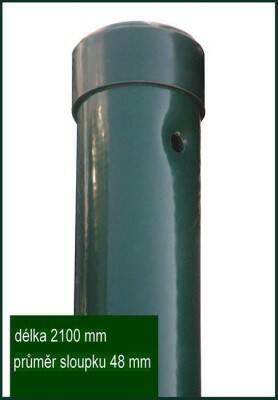Sloupek plotový s povrchovou PVC zelenou úpravou – 2100 × 48 mm